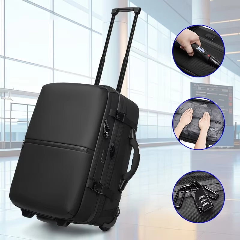 Travel Trolley Vacuum Compression Business Backpacks Bags for Man Wheeled Backpack on Wheels Luggage Rolling Bags for Boardable