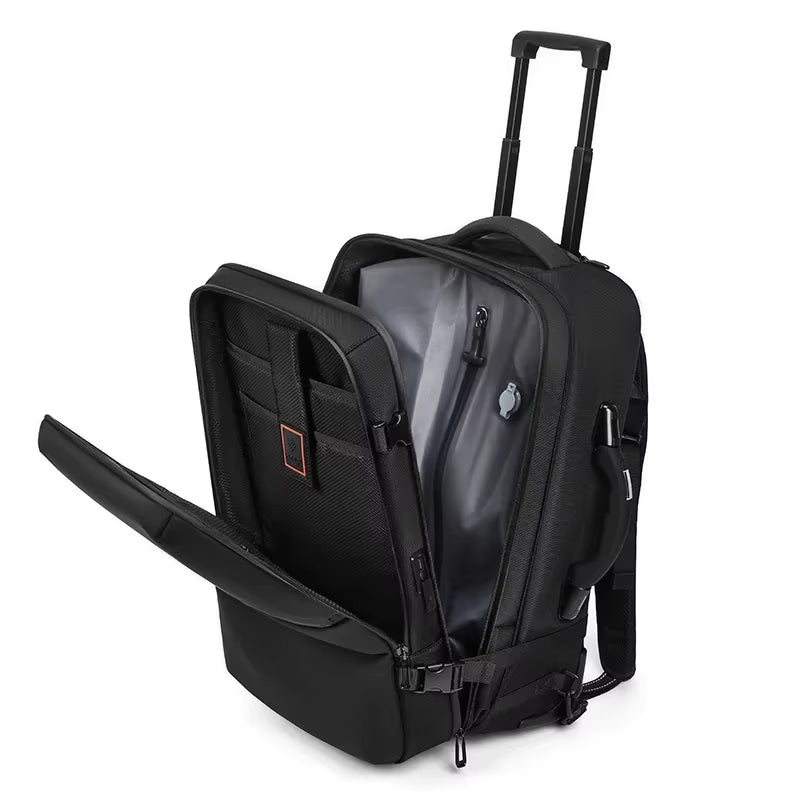Travel Trolley Vacuum Compression Business Backpacks Bags for Man Wheeled Backpack on Wheels Luggage Rolling Bags for Boardable